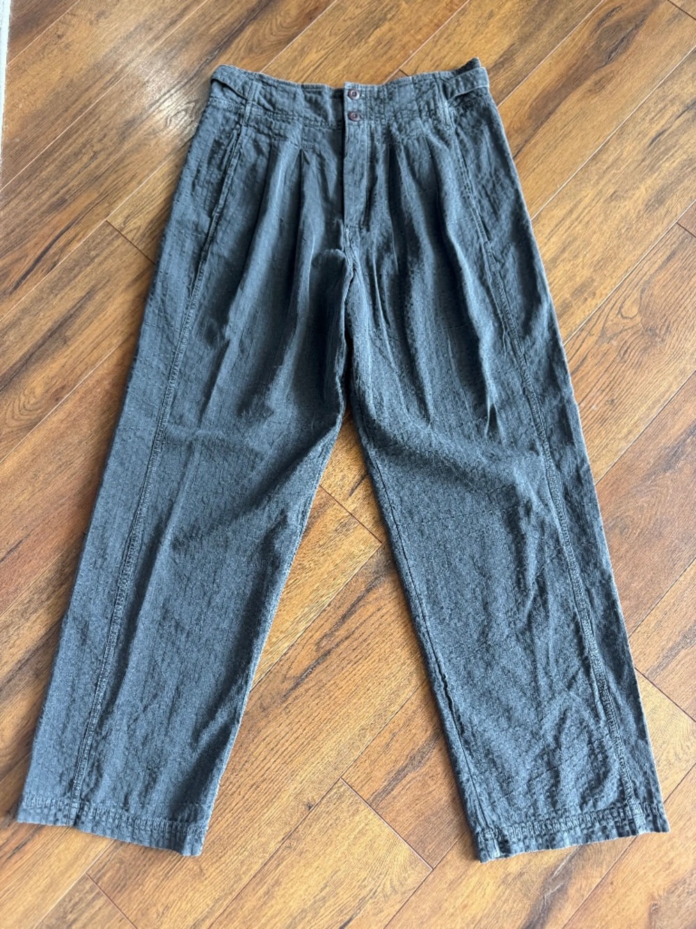 Free People Gray Linen Blend Wide Leg Boho Pants Size 6